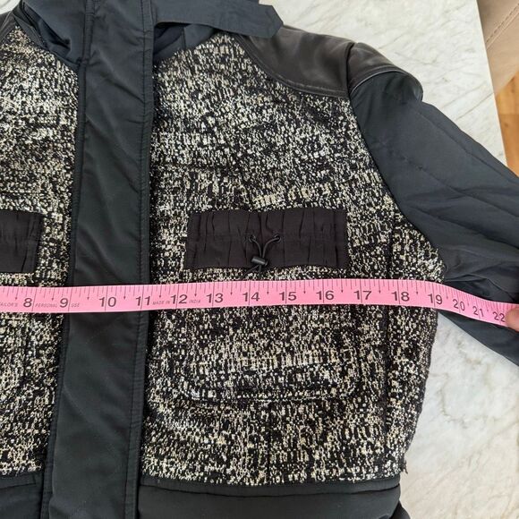 RARE Alexander Wang Runway Hybrid Tweed Ski Jacket leather detail size L No hood - Picture 9 of 11